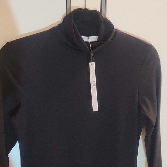 Susana Monaco Long Sleeve Turtleneck Slit Midi Dress black size S - Picture 9 of 16